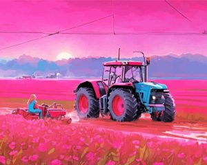Pink Tractor Diamond Painting