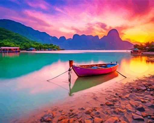 Sunset Boat Diamond Painting