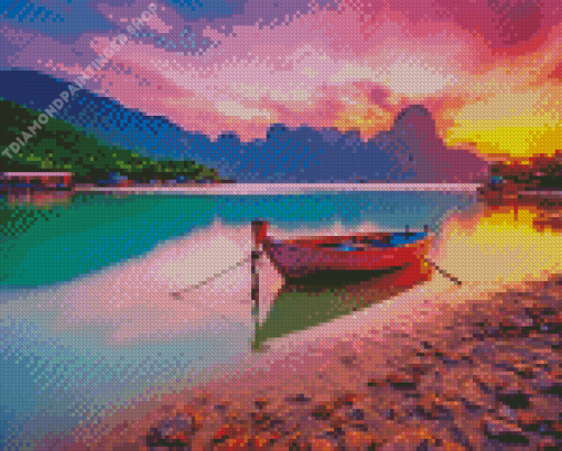 Sunset Boat Diamond Painting