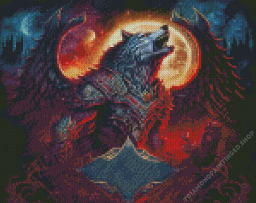 Black Wolf Dragon Diamond Painting