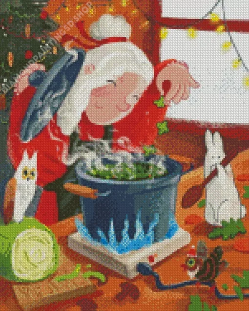Mrs Claus Cooking Diamond Painting