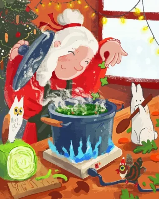 Mrs Claus Cooking Diamond Painting