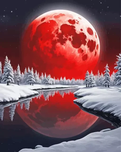 Winter Blood Moon Diamond Painting