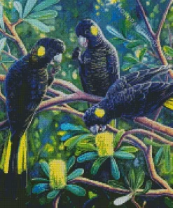 Black Cockatoos Diamond Painting