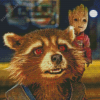 Rocket And Groot Diamond Painting
