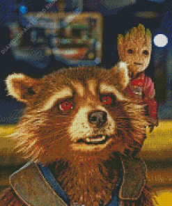 Rocket And Groot Diamond Painting