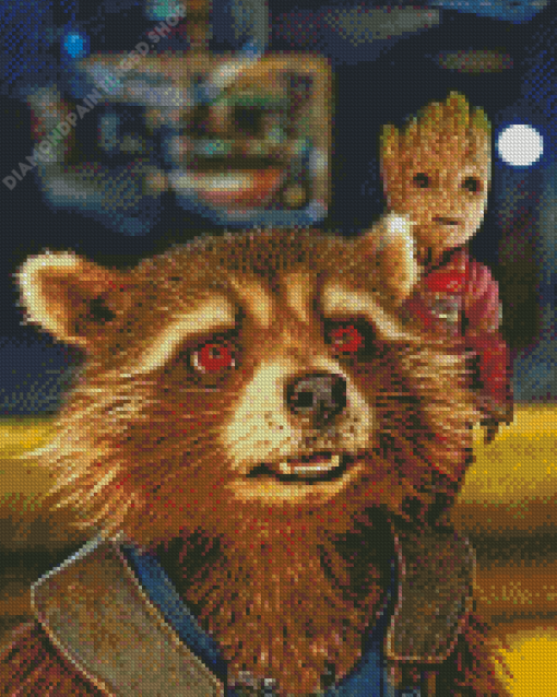 Rocket And Groot Diamond Painting