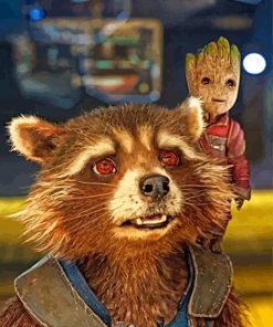 Rocket And Groot Diamond Painting