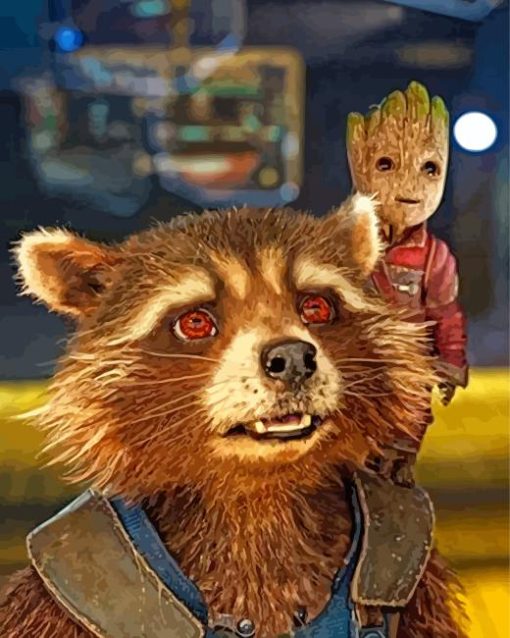 Rocket And Groot Diamond Painting
