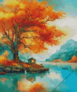 Fall Lake Scenery Diamond Painting