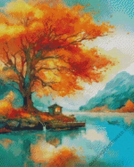 Fall Lake Scenery Diamond Painting