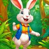 White Fun Rabbit Diamond Painting