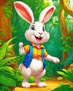 White Fun Rabbit Diamond Painting