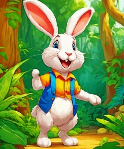 White Fun Rabbit Diamond Painting