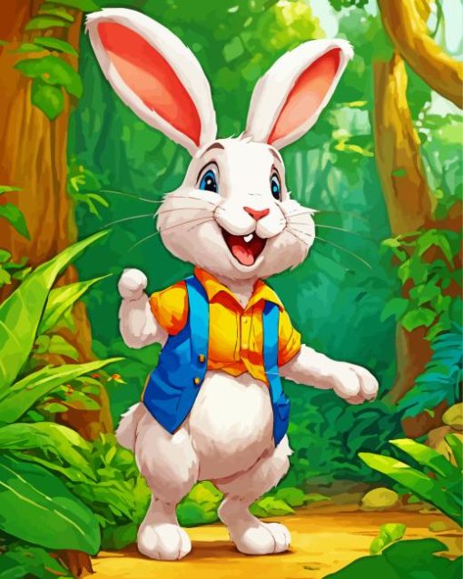 White Fun Rabbit Diamond Painting