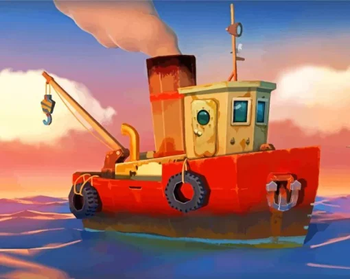 Old Tug Boat Diamond Painting