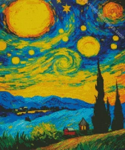 Starry Night Landscape Diamond Painting