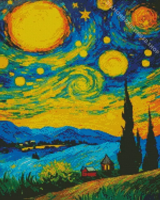 Starry Night Landscape Diamond Painting
