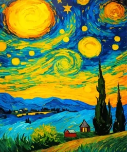 Starry Night Landscape Diamond Painting