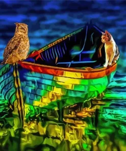 Owl And The Cat Diamond Painting
