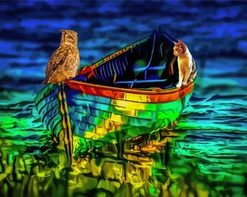 Owl And The Cat Diamond Painting