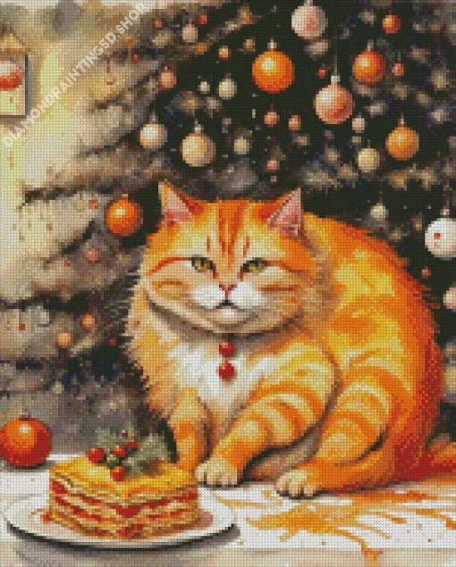 Fat Orange Cat Diamond Painting