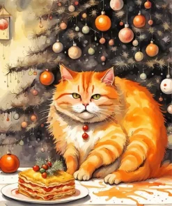 Fat Orange Cat Diamond Painting