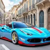 Blue And Red Car Diamond Painting