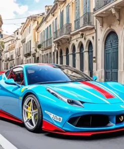 Blue And Red Car Diamond Painting