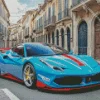 Blue And Red Car Diamond Painting