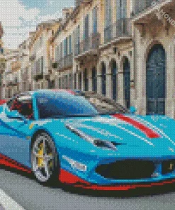 Blue And Red Car Diamond Painting