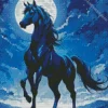 Blue Black Horse Diamond Painting