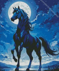 Blue Black Horse Diamond Painting