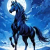 Blue Black Horse Diamond Painting