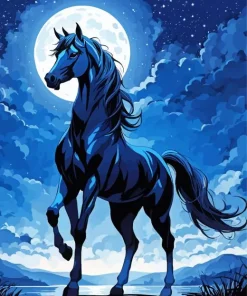 Blue Black Horse Diamond Painting