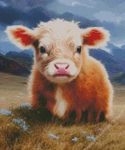Brown Fluffy Cow Diamond Painting
