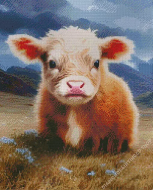 Brown Fluffy Cow Diamond Painting