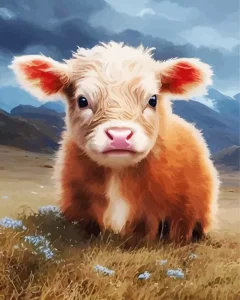 Brown Fluffy Cow Diamond Painting
