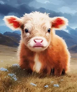 Brown Fluffy Cow Diamond Painting