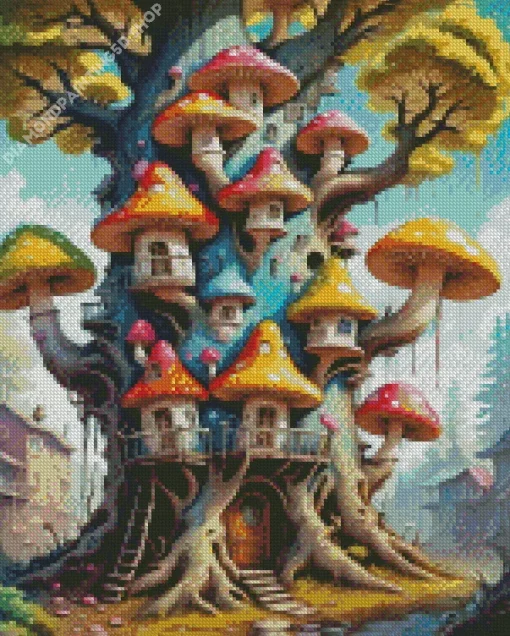Fairy Mushroom House Diamond Painting