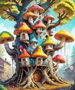 Fairy Mushroom House Diamond Painting