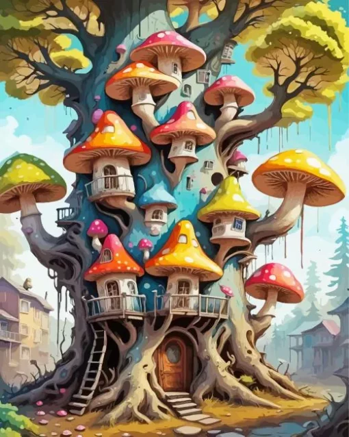 Fairy Mushroom House Diamond Painting