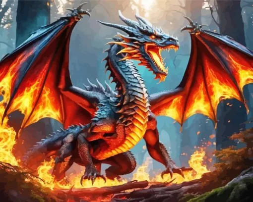 Fire Dragon Art Diamond Painting