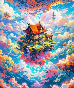 Flying House Art Diamond Painting