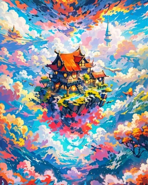 Flying House Art Diamond Painting
