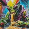Alien Eating Noodles Diamond Painting