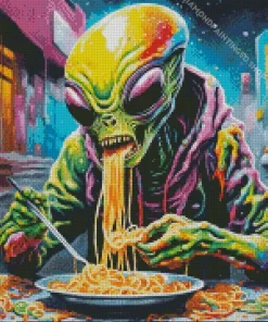 Alien Eating Noodles Diamond Painting