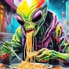 Alien Eating Noodles Diamond Painting