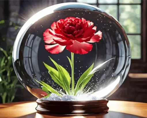 Carnation Glass Globe Diamond Painting