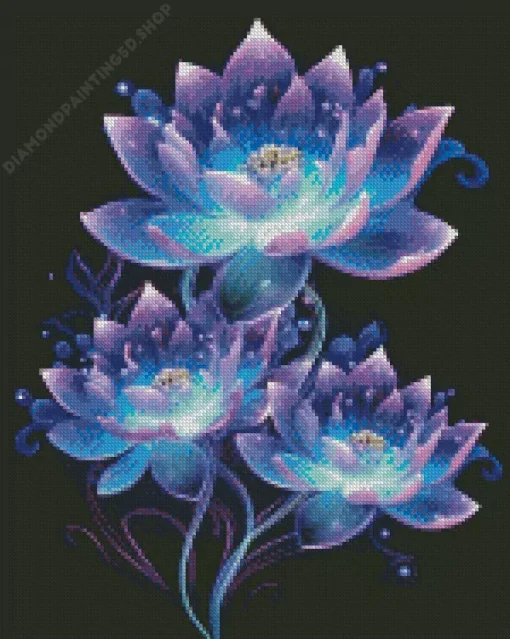 Purple Lotus Flowers Diamond Painting
